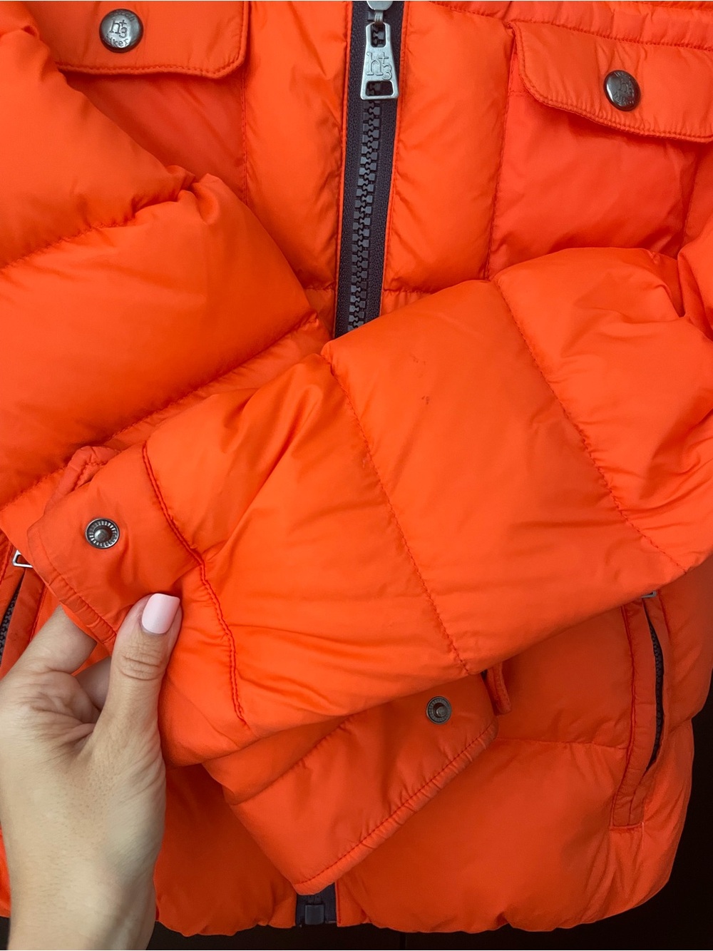 MonnaLisa Hitch hiker Orange Jacket with real fur collar Size 10-12 - Picture 7 of 8